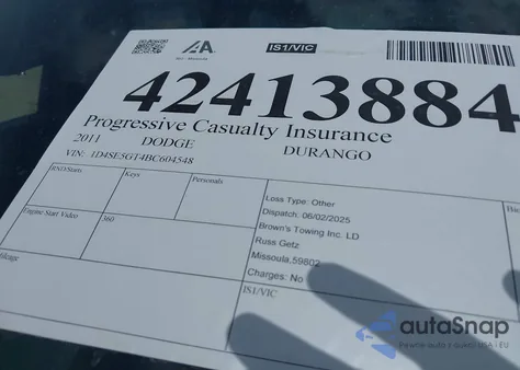 2011 Dodge Durango Citadel z USA, uszkodzony, nr VIN 1D4SE5GT4BC604548